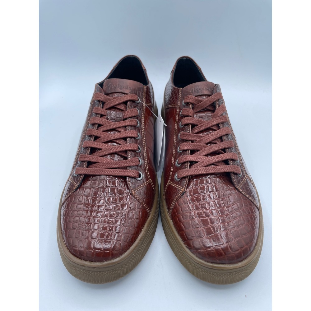 Belvedere Bernardo II Mens Cognac Alligator Embossed Leather Sneakers 8.5 D - Picture 2 of 7
